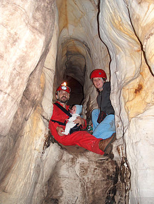 Peter Euan and Nadine Houwhoek Cave bottom of chute[SMoser]